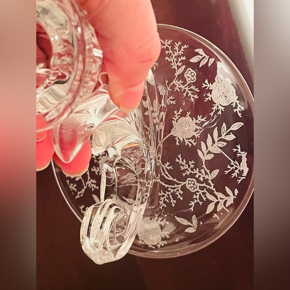 Absolutely Adorable Fostoria Baroque Crystal Candlestick Pair Etched Base 3.75” - Picture 10 of 12